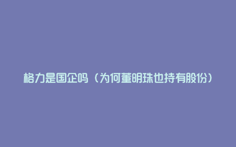 格力是国企吗(为何董明珠也持有股份)