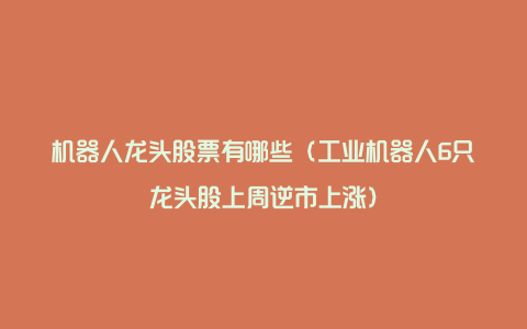 机器人龙头股票有哪些(工业机器人6只龙头股上周逆市上涨)