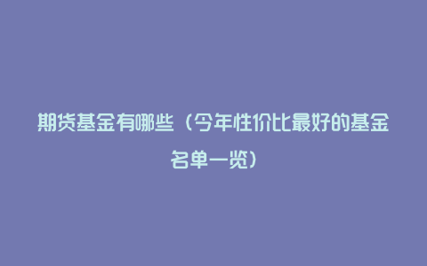 期货基金有哪些(今年性价比最好的基金名单一览)