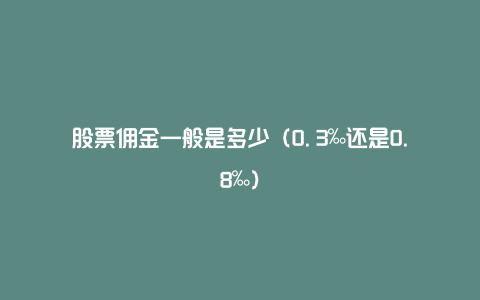 股票佣金一般是多少(0.3‰还是0.8‰)