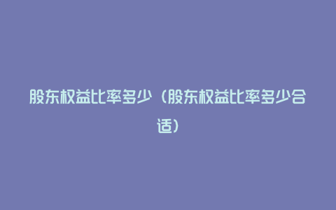 股东权益比率多少(股东权益比率多少合适)