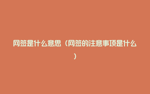 网签是什么意思(网签的注意事项是什么)