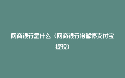 网商银行是什么(网商银行将暂停支付宝提现)
