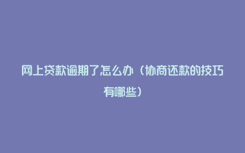 网上贷款逾期了怎么办(协商还款的技巧有哪些)
