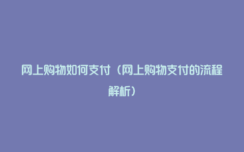 网上购物如何支付(网上购物支付的流程解析)