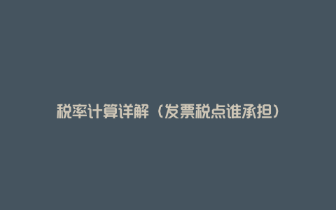 税率计算详解(发票税点谁承担)