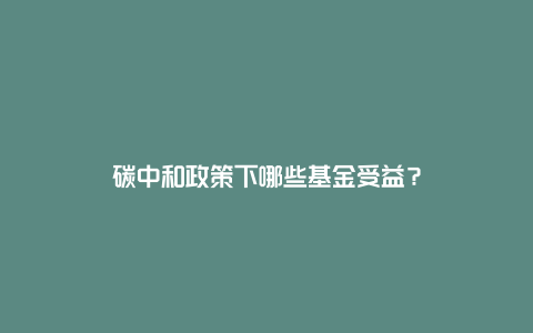 碳中和政策下哪些基金受益?