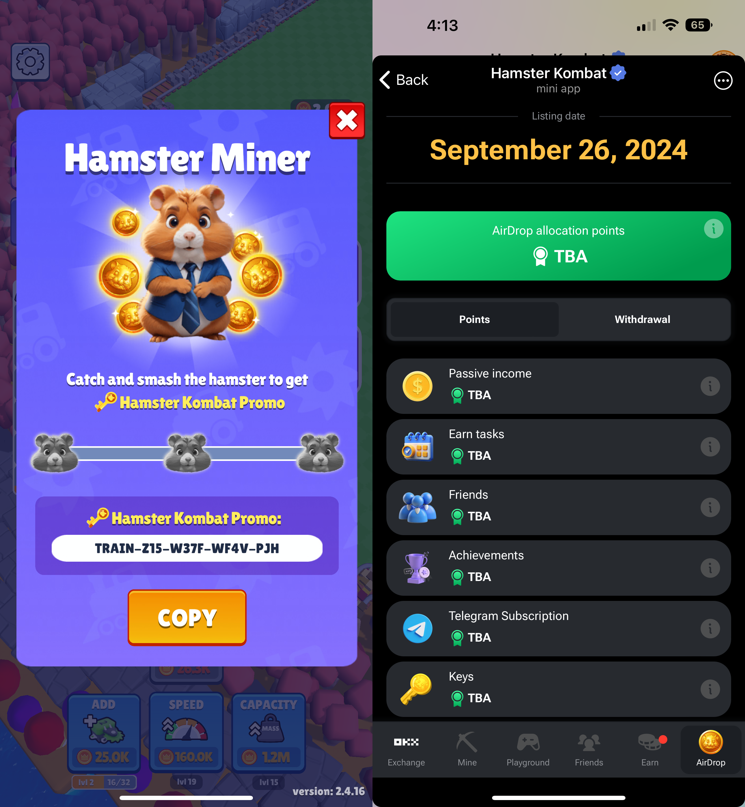 Hamster Kombat Playground: 赚取钥匙，增加空投机会